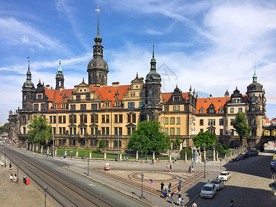 中世纪背景德国旅游名城德累斯顿建筑风光背景