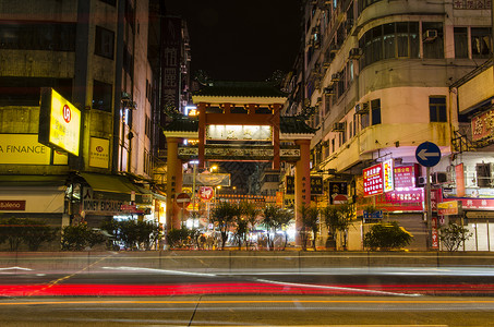 香港庙街香港老街夜景背景