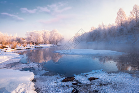 小雪节气美景库尔滨雾凇美景背景