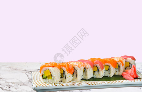 三文鱼饭团美味寿司设计图片