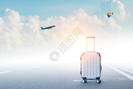 机场拉行李箱出国旅行设计图片