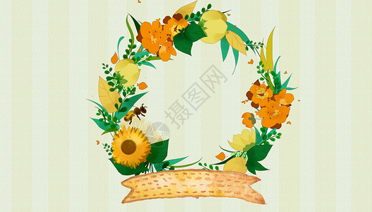 植物花环图案植物花卉花环背景设计图片