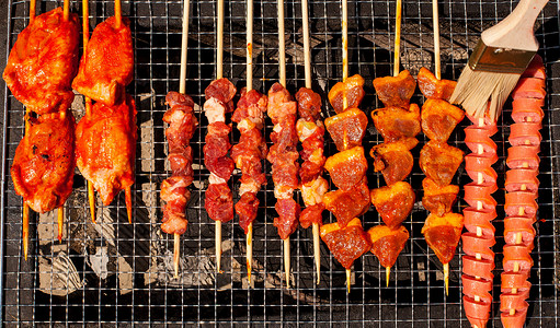 海边bbq烧烤肉串背景