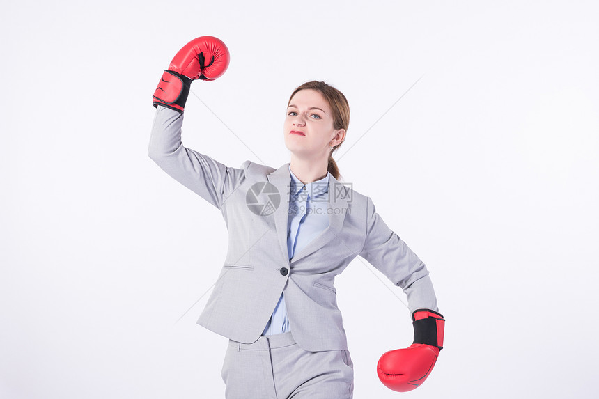 外国商务女性拳击图片