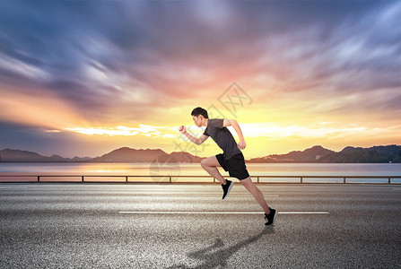 男人阳光跑步的人设计图片