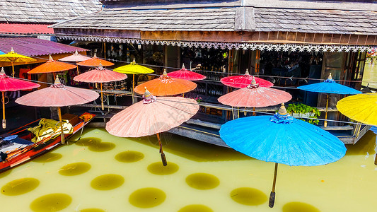 拉拉操泰国杜拉拉水上市场四方水上市场背景