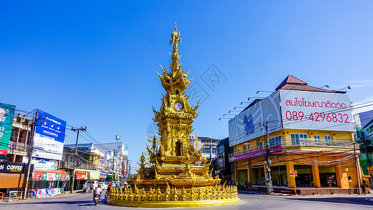 泰国清莱城市景观佛塔高清图片素材