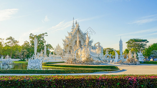 泰国寺庙泰国清莱白庙背景