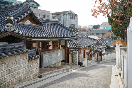 朝韩韩国韩屋建筑背景