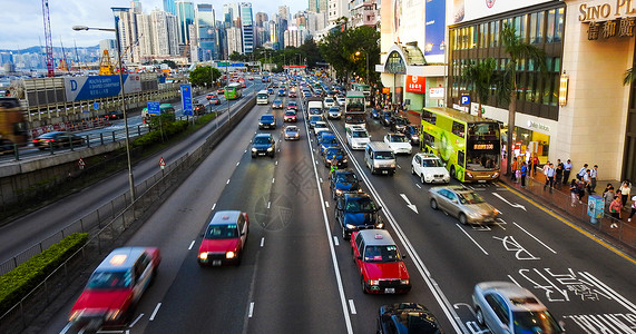 繁华都市繁忙交通香港公路高清图片素材