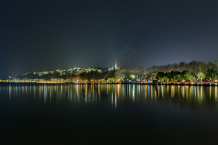 杭州西湖夜景背景图片
