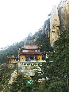 九华山天台景区寺庙背景图片