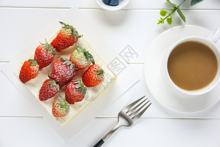 美味草莓蛋糕背景图片