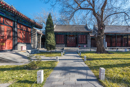 北京国子监古建筑背景图片