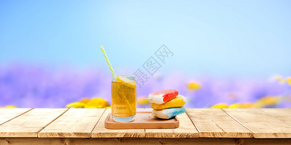 桌食物清新文艺夏日甜品雪糕 背景设计图片