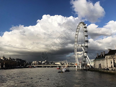 英国泰晤士河伦敦眼背景