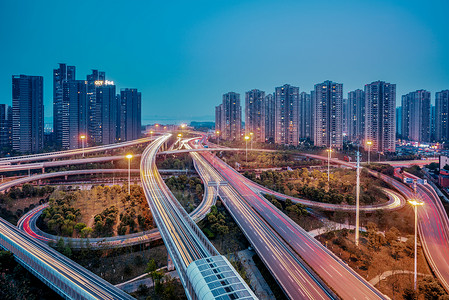 楼宇灯光城市立交桥夜景背景