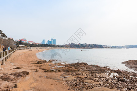 海滨栈道青岛海滨风光背景