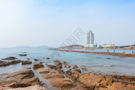 盐田海滨栈道青岛海滨风光背景