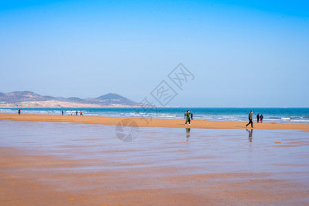 青岛海滨海水浴场金沙滩背景