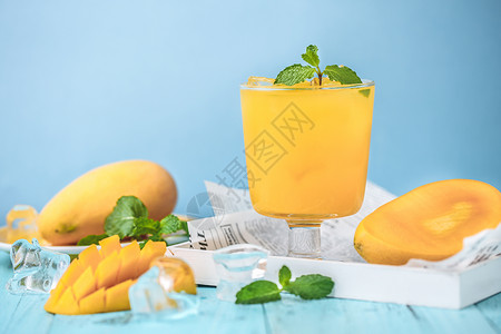 橙汁木瓜清爽夏日鲜榨芒果汁背景