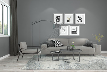 绿植客厅装饰画客厅沙发效果图设计图片