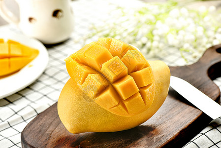 芒果水果食物切开的芒果背景