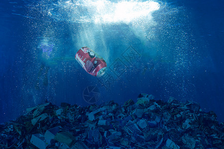 海洋塑料垃圾海底垃圾设计图片