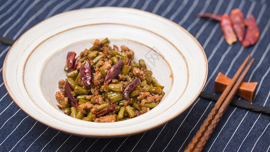 豇豆炒肉末咸缸豆炒肉末高清图片