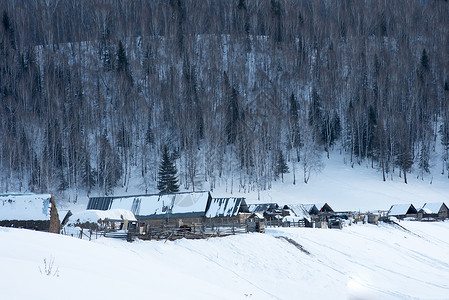 新疆禾木村冬季雪景美景高清图片