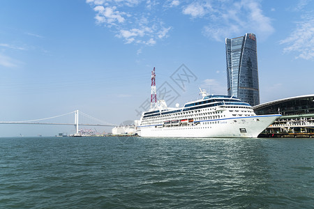 海港邮轮厦门港海边渡口背景