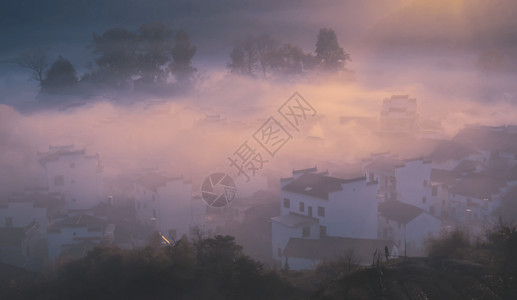 石城晨雾背景图片