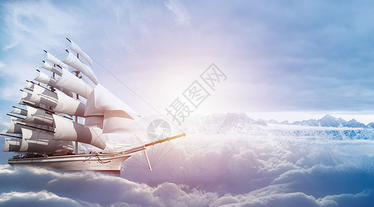 船航行创意拼搏背景设计图片