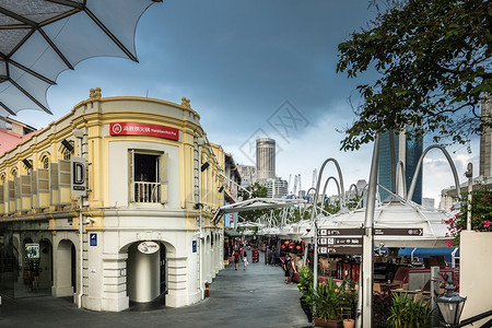 遮阳棚新加坡克拉码头主街道背景