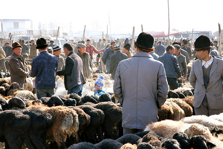 新疆喀什牛羊大巴扎背景图片