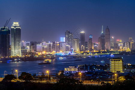 楼宇灯光武汉城市夜景长江两岸背景