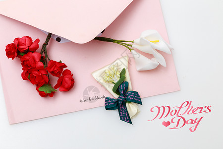 蝴蝶结和鲜花母亲节祝福设计图片