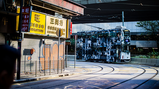 香港 有轨电车便捷高清图片素材