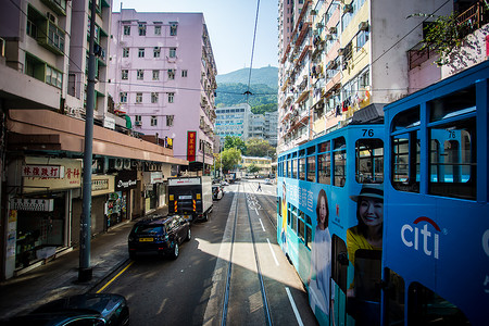 香港 有轨电车城市交通高清图片素材