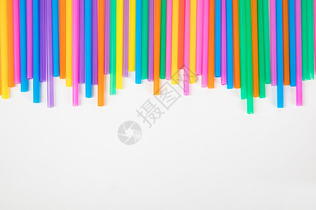 七彩铅笔彩色塑料吸管背景