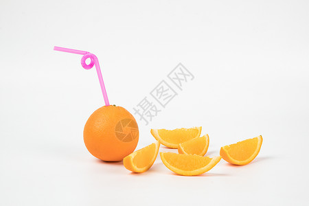 吸管和橙子背景