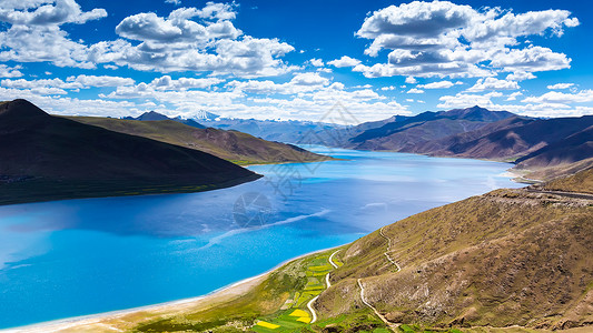 湖泊清澈见底西藏羊卓雍错风光背景