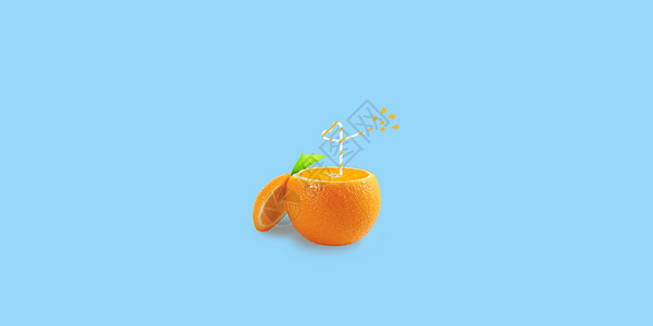享受慢时光配图橘子创意背景设计图片