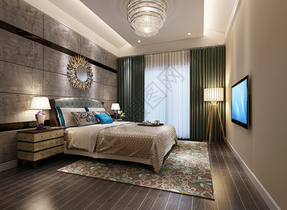 欧式新古典卧室室内效果图背景图片