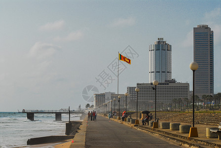 斯里兰卡科伦坡斯里兰卡首都科伦坡海岸背景