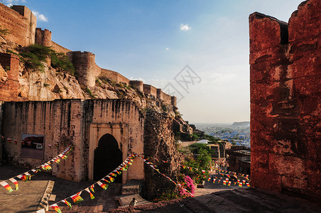 印度悬崖燕子印度焦特布尔市梅兰加尔城堡背景