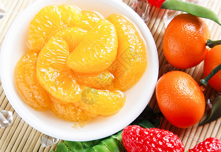 橘子果盘罐头水果高清图片