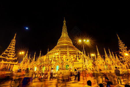 夜色朦胧景色缅甸佛教大金塔背景
