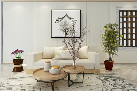 新中式休闲客厅空间设计图片
