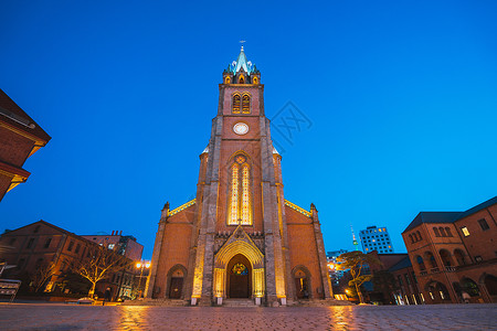 韩国N首尔塔韩国首尔明洞大教堂背景